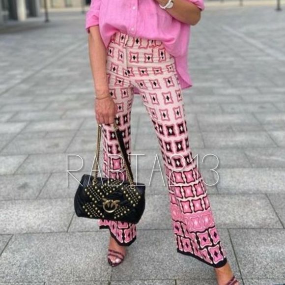 LAST 1! 🔥ZARA GEOMETRIC PRINTED PANTS - Picture 2 of 12